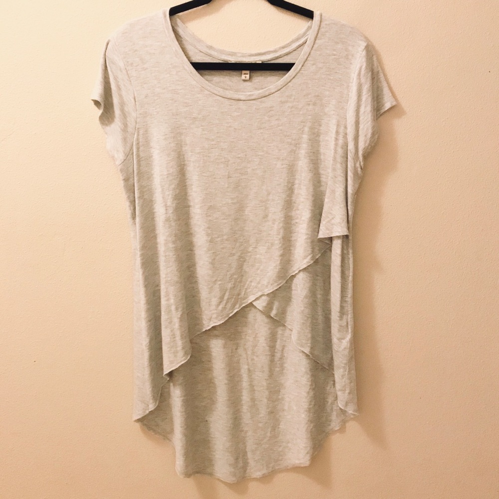 Express Hi-Lo Hem Grey Top Large